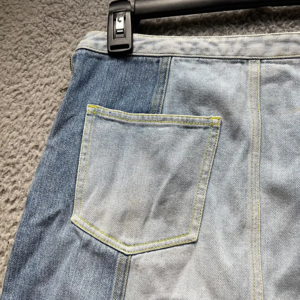 Armani Exchange Denim Skirt Womens Size 0 Blue Colorblock A Line - Picture 13 of 15